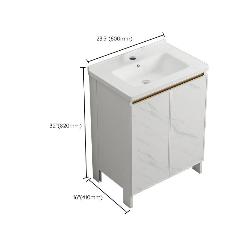 Modern White Metal Base Vanity Single Freestanding Rectangular Sink Vanity