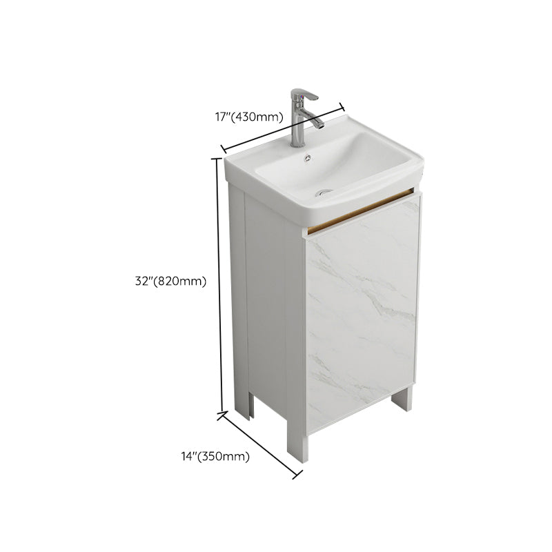 Modern White Metal Base Vanity Single Freestanding Rectangular Sink Vanity