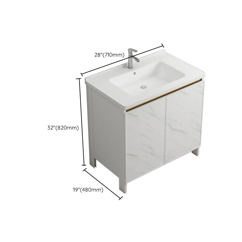 Modern White Metal Base Vanity Single Freestanding Rectangular Sink Vanity