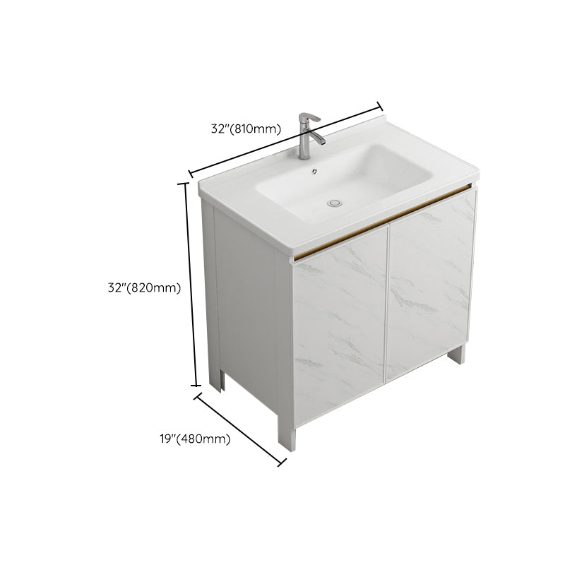 Modern White Metal Base Vanity Single Freestanding Rectangular Sink Vanity