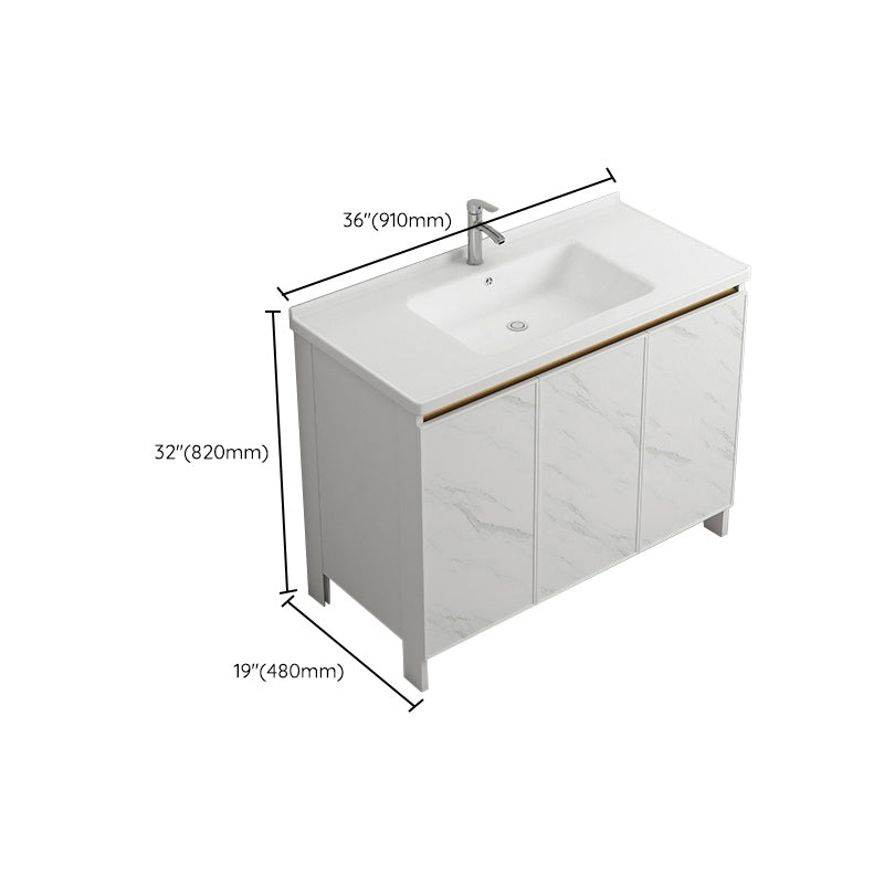 Modern White Metal Base Vanity Single Freestanding Rectangular Sink Vanity