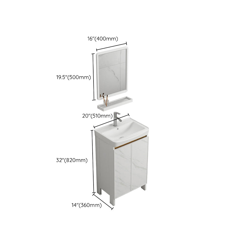 Modern White Metal Base Vanity Single Freestanding Rectangular Sink Vanity