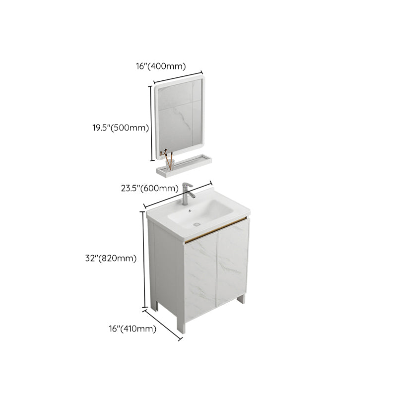 Modern White Metal Base Vanity Single Freestanding Rectangular Sink Vanity