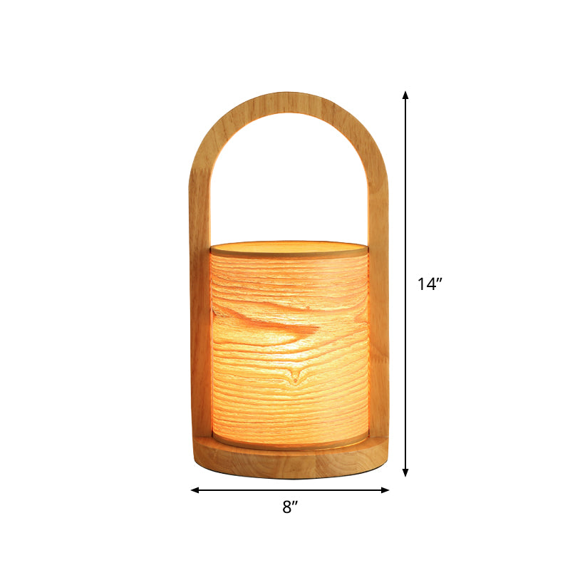 Holz ovaler Ring Nachttisch hell modernistisch 1 Kopf Nachttischlampe mit Rohrschatten