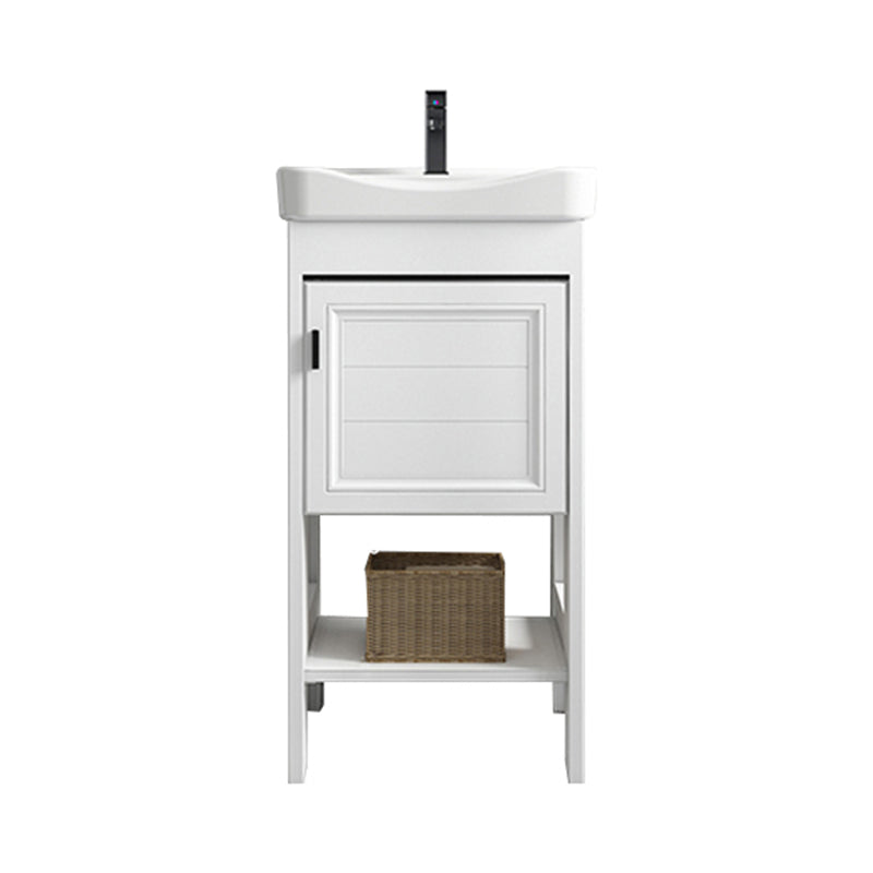 Modern Single Bath Vanity Freestanding White Metal Base Sink Vanity