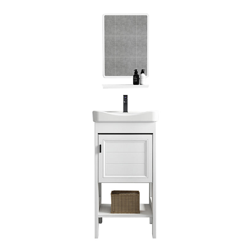 Modern Single Bath Vanity Freestanding White Metal Base Sink Vanity