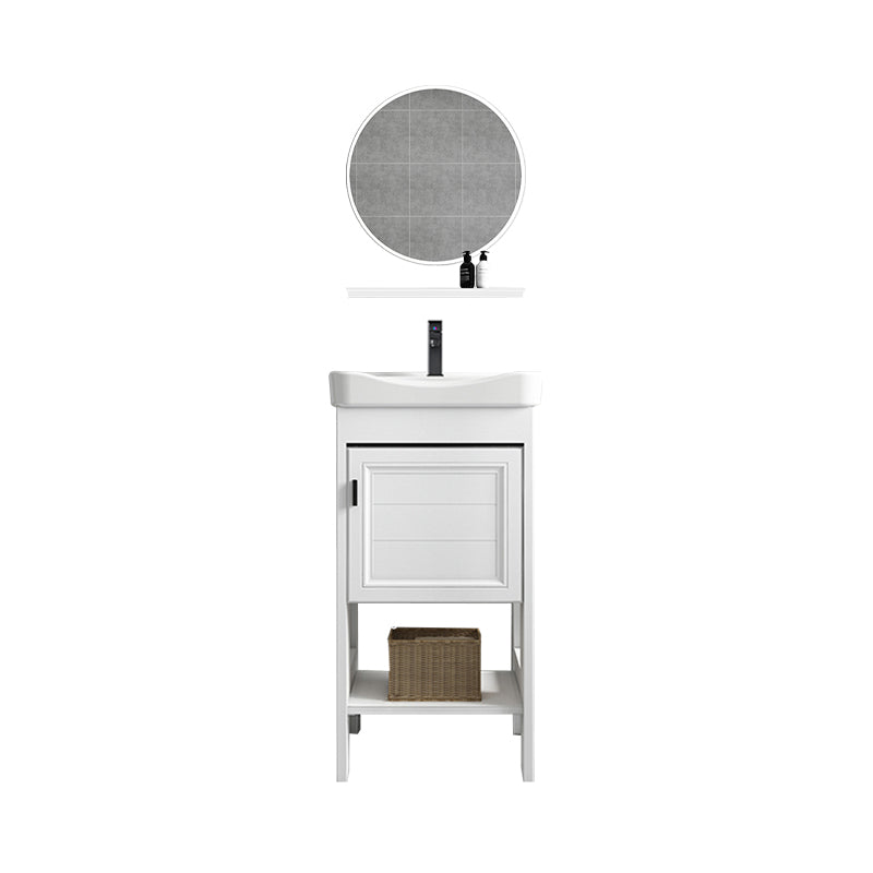 Modern Single Bath Vanity Freestanding White Metal Base Sink Vanity