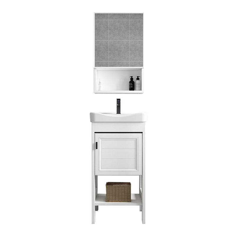 Modern Single Bath Vanity Freestanding White Metal Base Sink Vanity