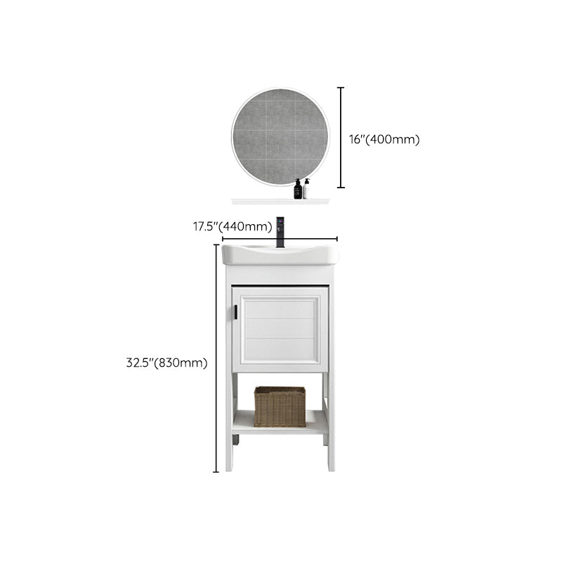 Modern Single Bath Vanity Freestanding White Metal Base Sink Vanity