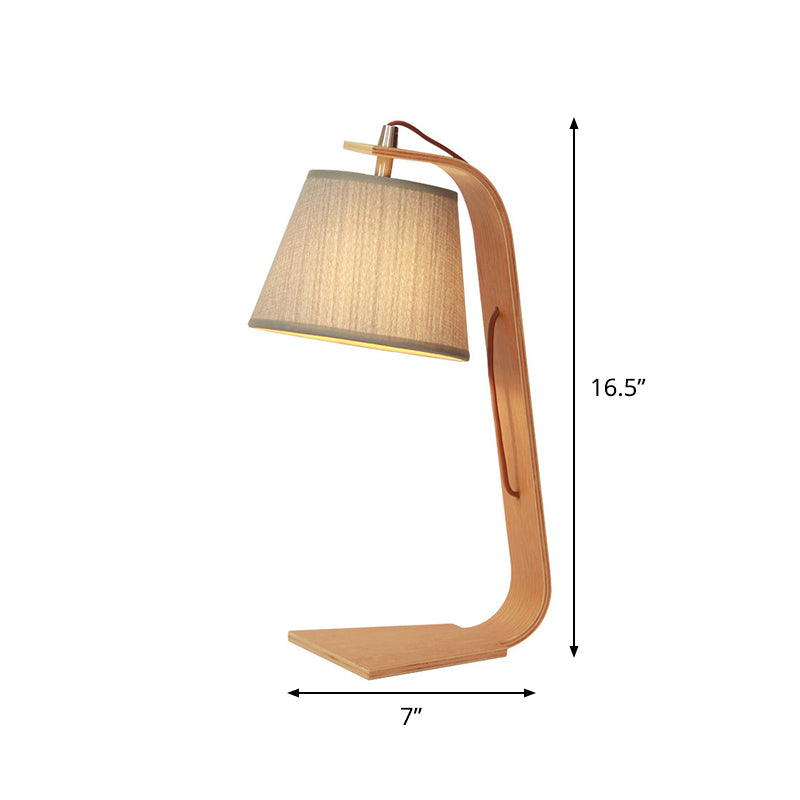 Stoff Tischtisch Licht Modernismus 1-Lichtgrau-Stecker in Nachtlampe mit Bogenholzarm Arm