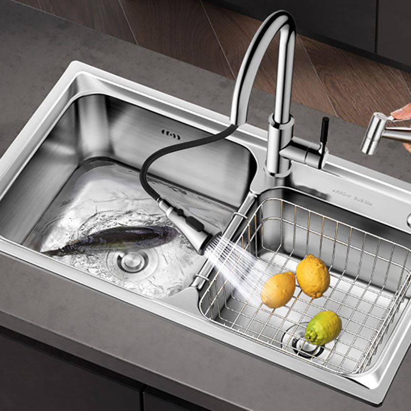 Stainless Steel Kitchen Sink Double Basin Sink with Drain Assembly