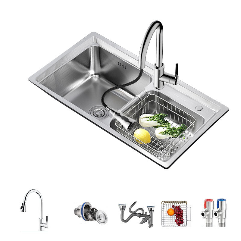 Stainless Steel Kitchen Sink Double Basin Sink with Drain Assembly