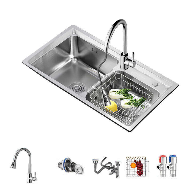 Stainless Steel Kitchen Sink Double Basin Sink with Drain Assembly