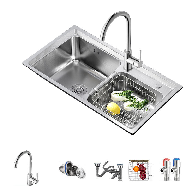 Stainless Steel Kitchen Sink Double Basin Sink with Drain Assembly