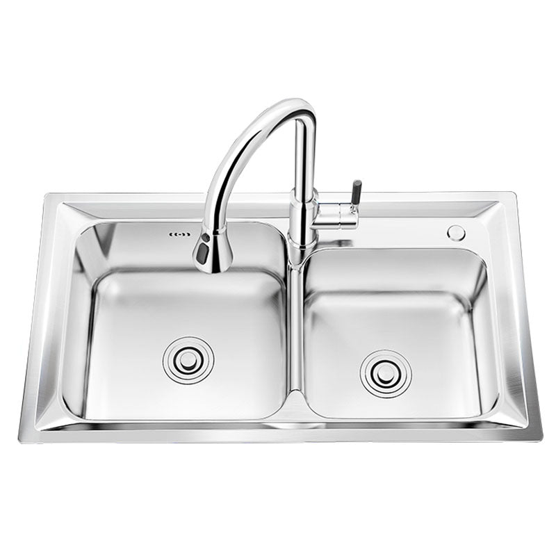 Stainless Steel Kitchen Sink Double Basin Sink with Drain Assembly