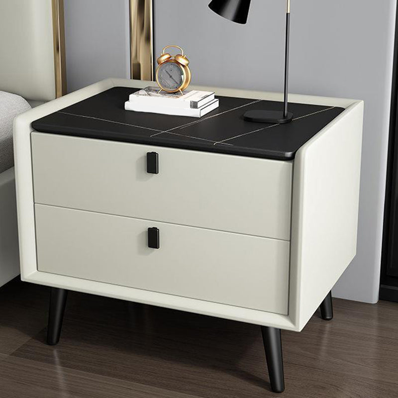 Two Drawer Contemporary Accent Table Nightstand Antique Finish Bed Nightstand