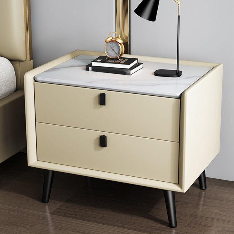 Two Drawer Contemporary Accent Table Nightstand Antique Finish Bed Nightstand