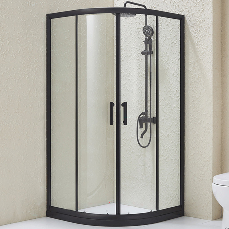 Tempered Shower Bath Door Double Sliding Shower Doors in Black