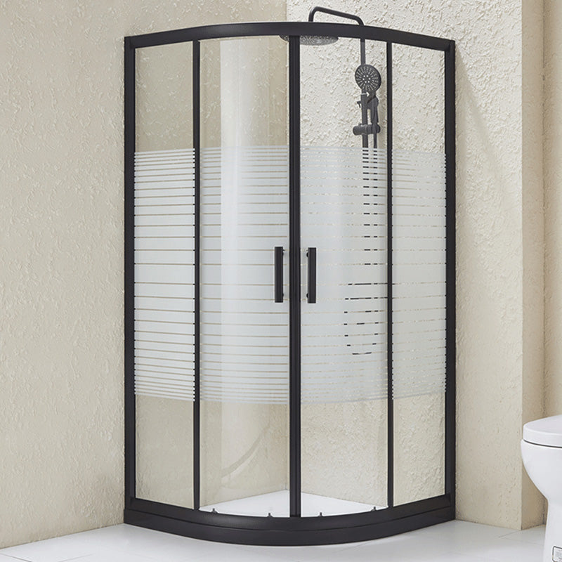 Tempered Shower Bath Door Double Sliding Shower Doors in Black