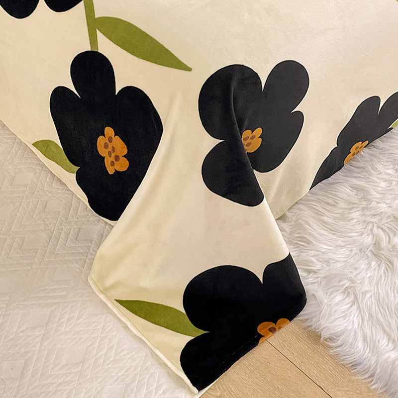 Floral Bed Sheet Flower Pattern Non-pilling Breathable Resistant Bed Sheet