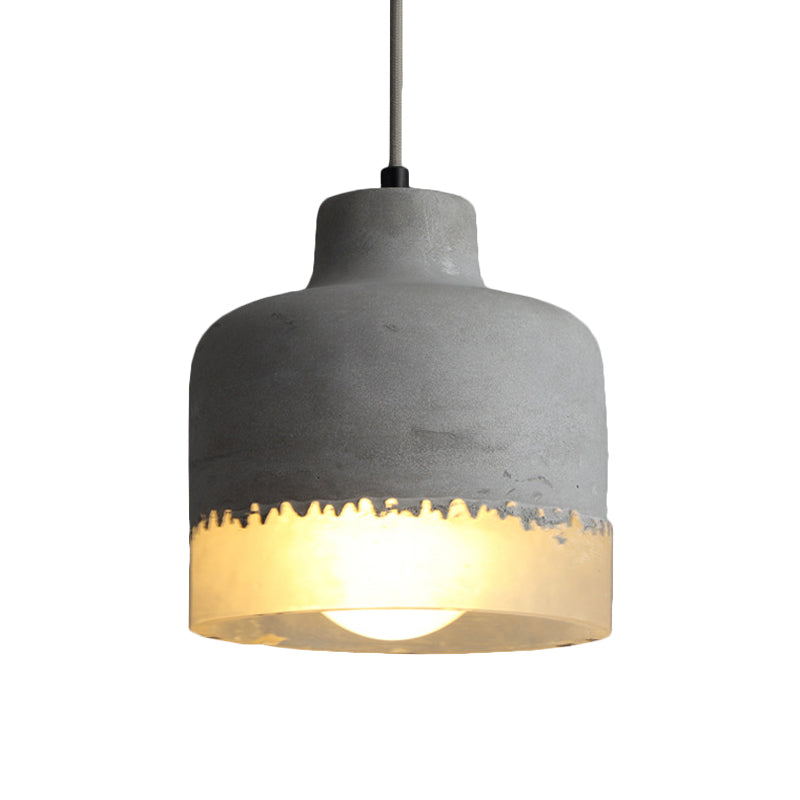 Altar Shaped Cement Ceiling Lighting Industrial 1 Light Restaurant Hanging Lamp Fixture in Grey