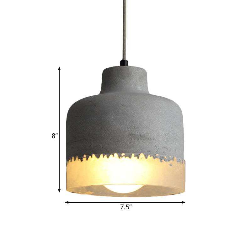 Altar Shaped Cement Ceiling Lighting Industrial 1 Light Restaurant Hanging Lamp Fixture in Grey