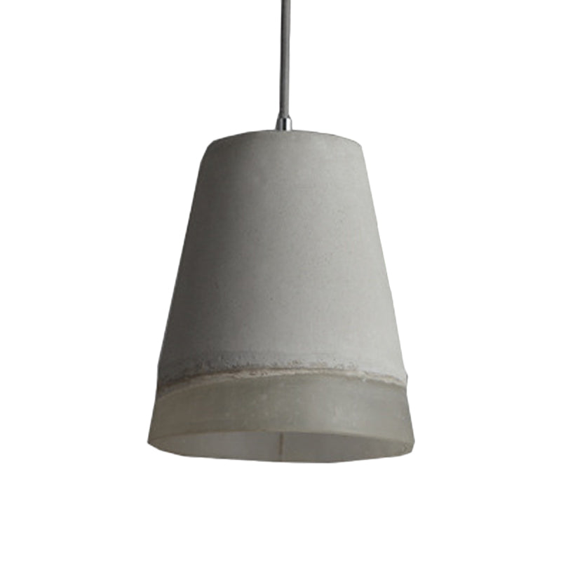 Grey 1-Head Pendant Light Kit Vintage Cement Bell Hanging Ceiling Lamp with Resin Detail