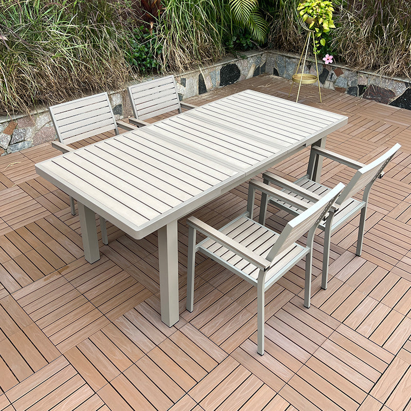 Modern Aluminum Patio Table Scalable Rectangle Waterproof Dining Table