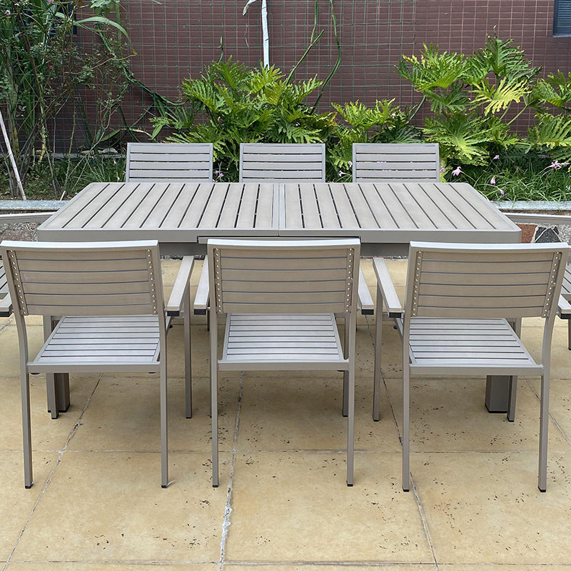 Modern Aluminum Patio Table Scalable Rectangle Waterproof Dining Table