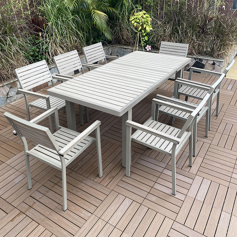 Modern Aluminum Patio Table Scalable Rectangle Waterproof Dining Table