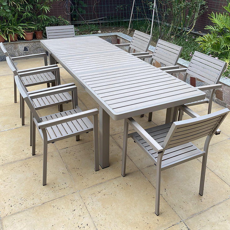 Modern Aluminum Patio Table Scalable Rectangle Waterproof Dining Table