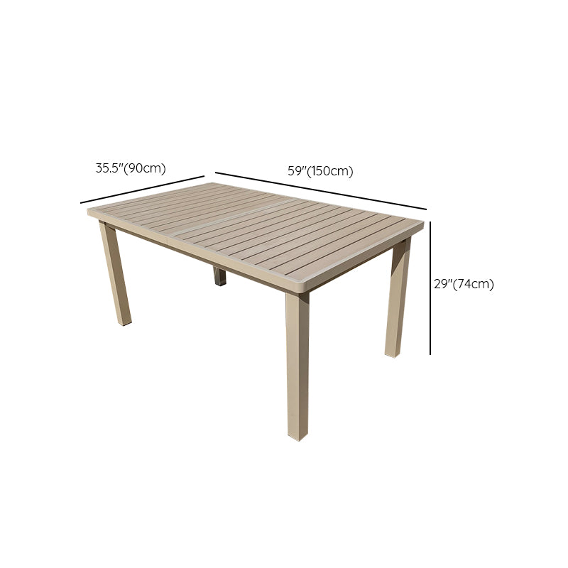 Modern Aluminum Patio Table Scalable Rectangle Waterproof Dining Table