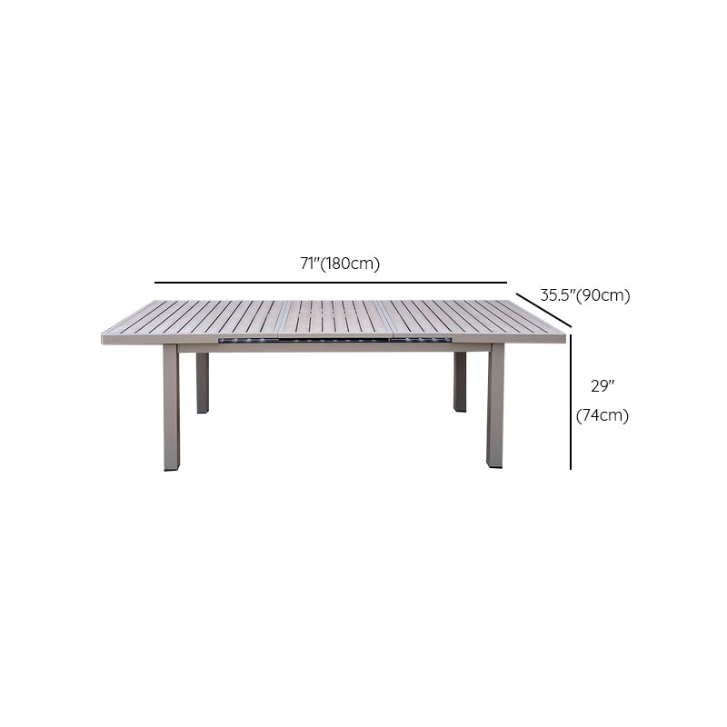 Modern Aluminum Patio Table Scalable Rectangle Waterproof Dining Table