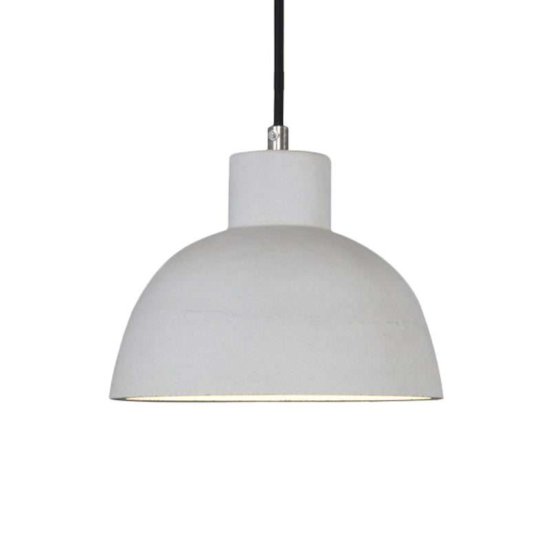 Industrial-Style Domed Ceiling Pendant Light 1 Head Cement Hanging Lamp Kit in Grey