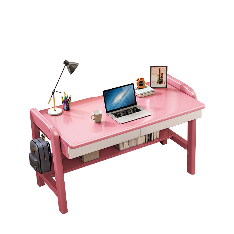 Writing Desk with 2 Drawer 23.6"W Solid Wood Adjustable Child Desk