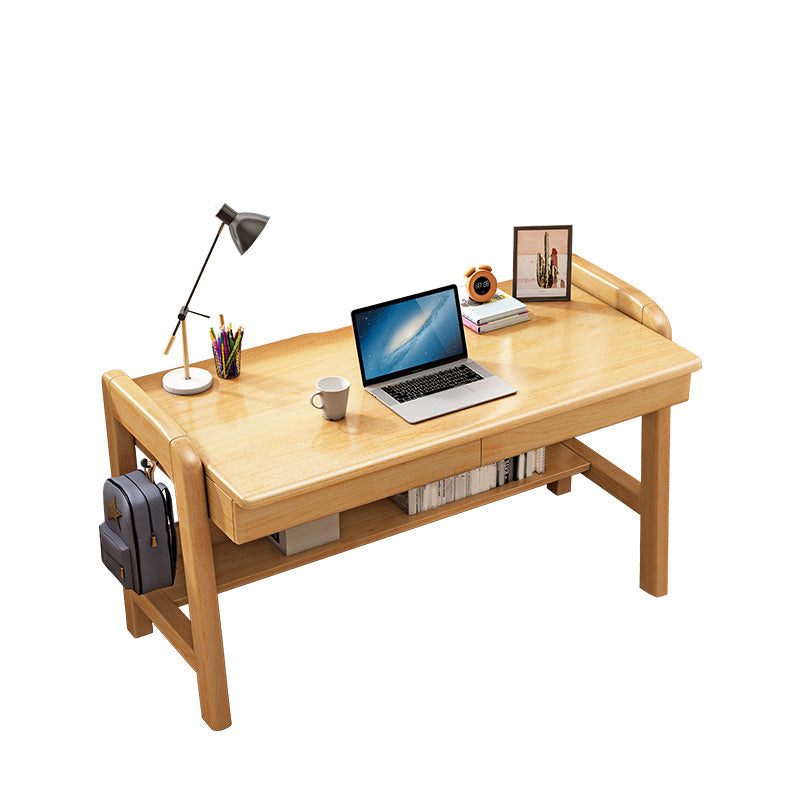 Writing Desk with 2 Drawer 23.6"W Solid Wood Adjustable Child Desk