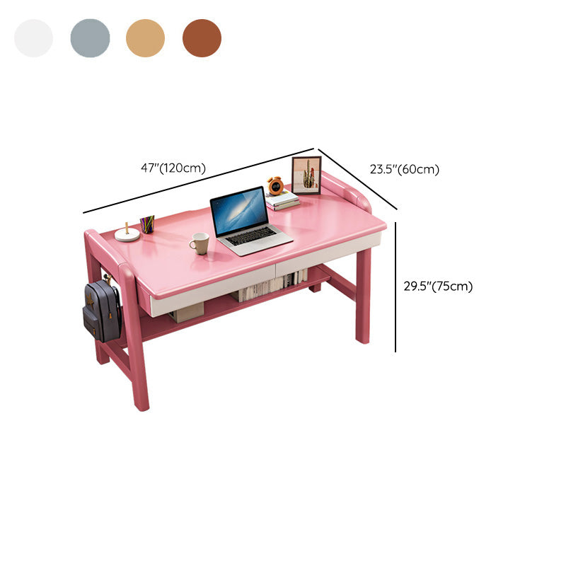 Writing Desk with 2 Drawer 23.6"W Solid Wood Adjustable Child Desk