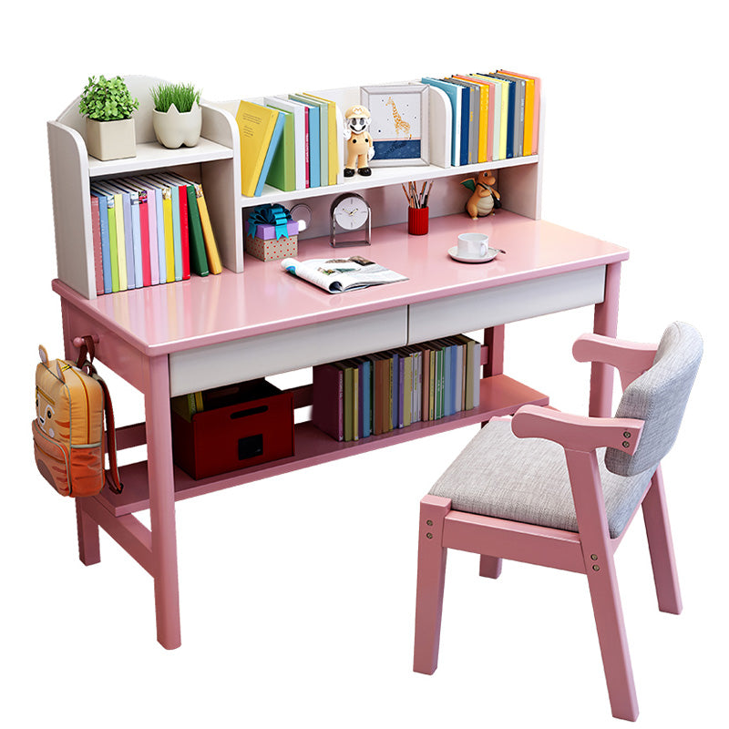 Solid Wood Adjustable Kids Desks 23.6"W Kids Writing Desk with drawers