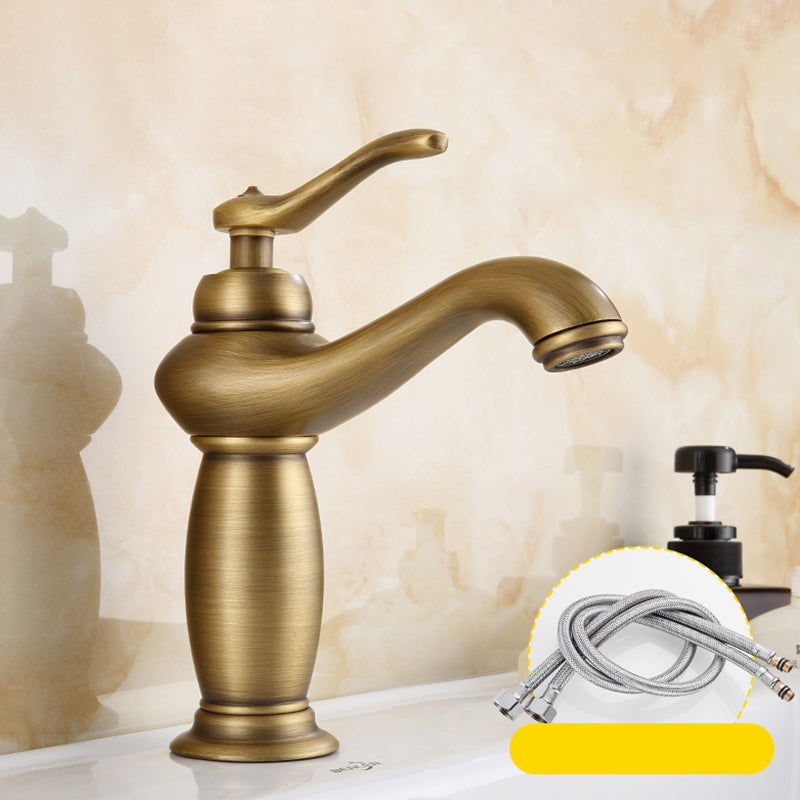 Brass Bathroom Vessel Faucet Single Lever Handle Circular Sink Faucet with Water Hose