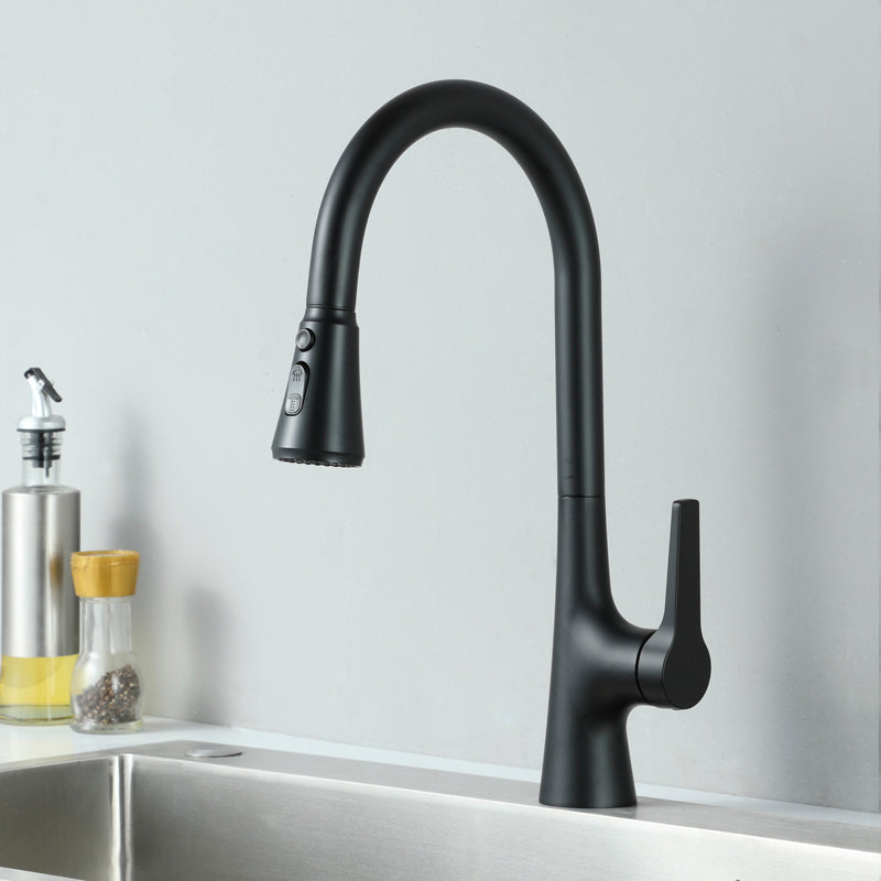 Modern Style Kitchen Faucet Gooseneck Copper Lever Handle Kitchen Faucet