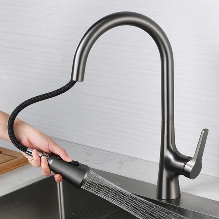 Modern Style Kitchen Faucet Gooseneck Copper Lever Handle Kitchen Faucet