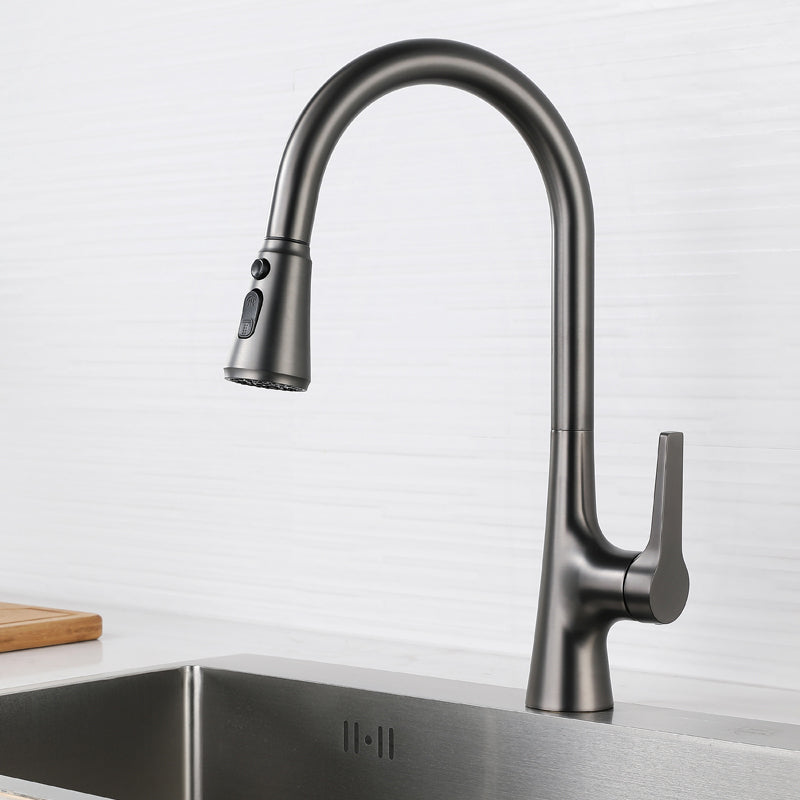 Modern Style Kitchen Faucet Gooseneck Copper Lever Handle Kitchen Faucet