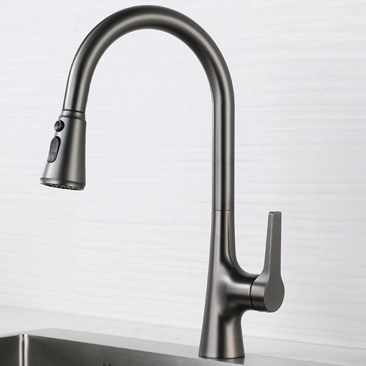 Modern Style Kitchen Faucet Gooseneck Copper Lever Handle Kitchen Faucet