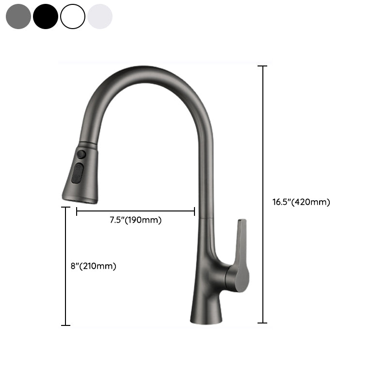 Modern Style Kitchen Faucet Gooseneck Copper Lever Handle Kitchen Faucet