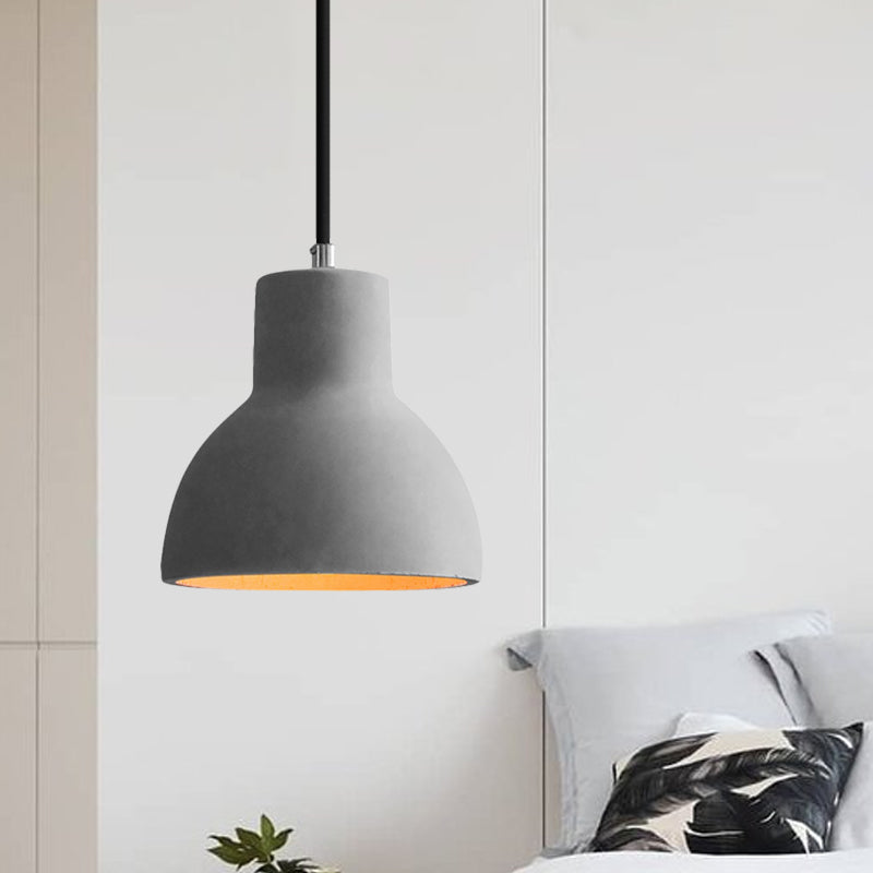 1-Light Ceiling Light Industrial Coffee Shop Hanging Pendant Lamp with Bowl/Dome/Trapezoid Cement Shade