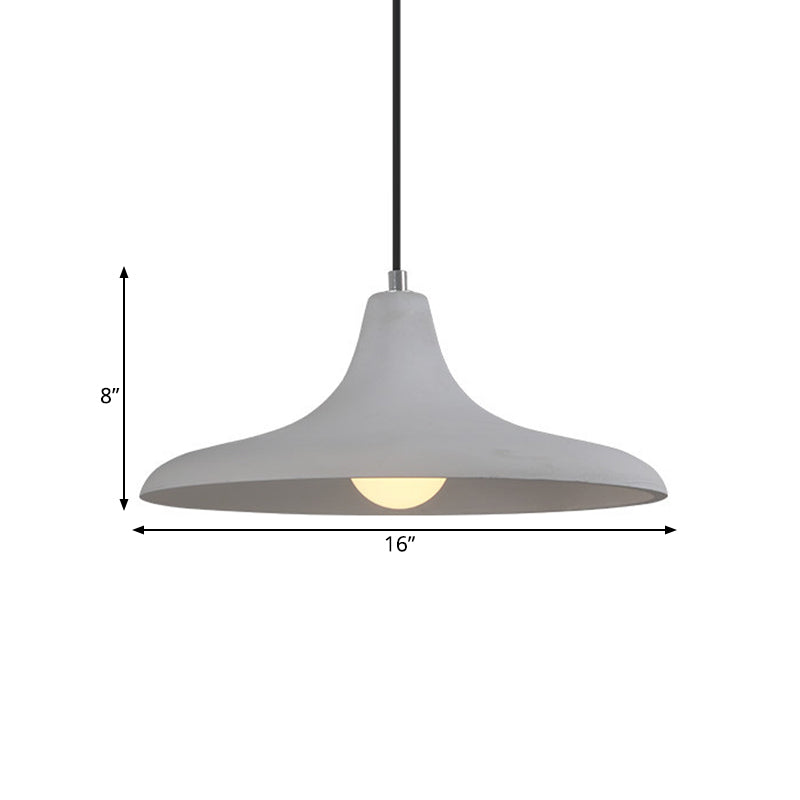 Verouderde stijl wijd uitlopende hangend plafondlicht 1 kop cement hanger lamp armatuur in grijs