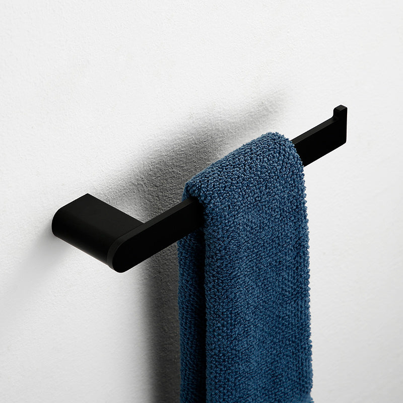 Minimalism Black Bathroom Accessory Set Contemporary Style Metal Towel Bar