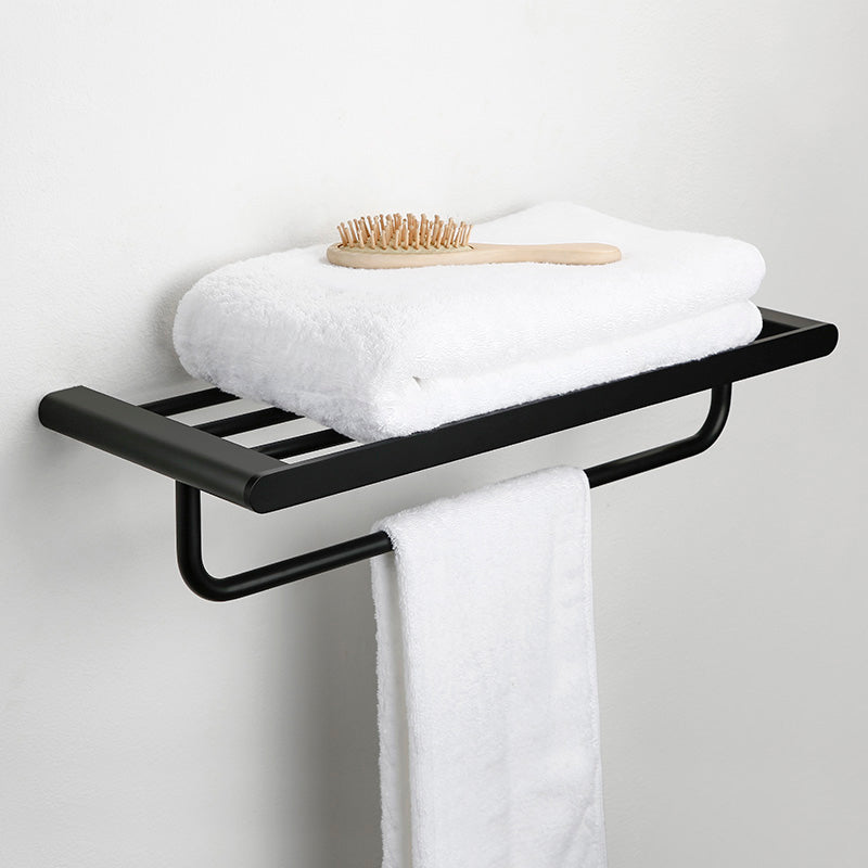 Minimalism Black Bathroom Accessory Set Contemporary Style Metal Towel Bar