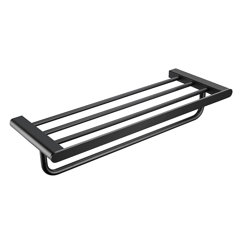 Minimalism Black Bathroom Accessory Set Contemporary Style Metal Towel Bar