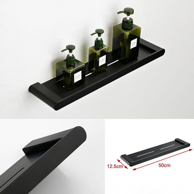 Minimalism Black Bathroom Accessory Set Contemporary Style Metal Towel Bar